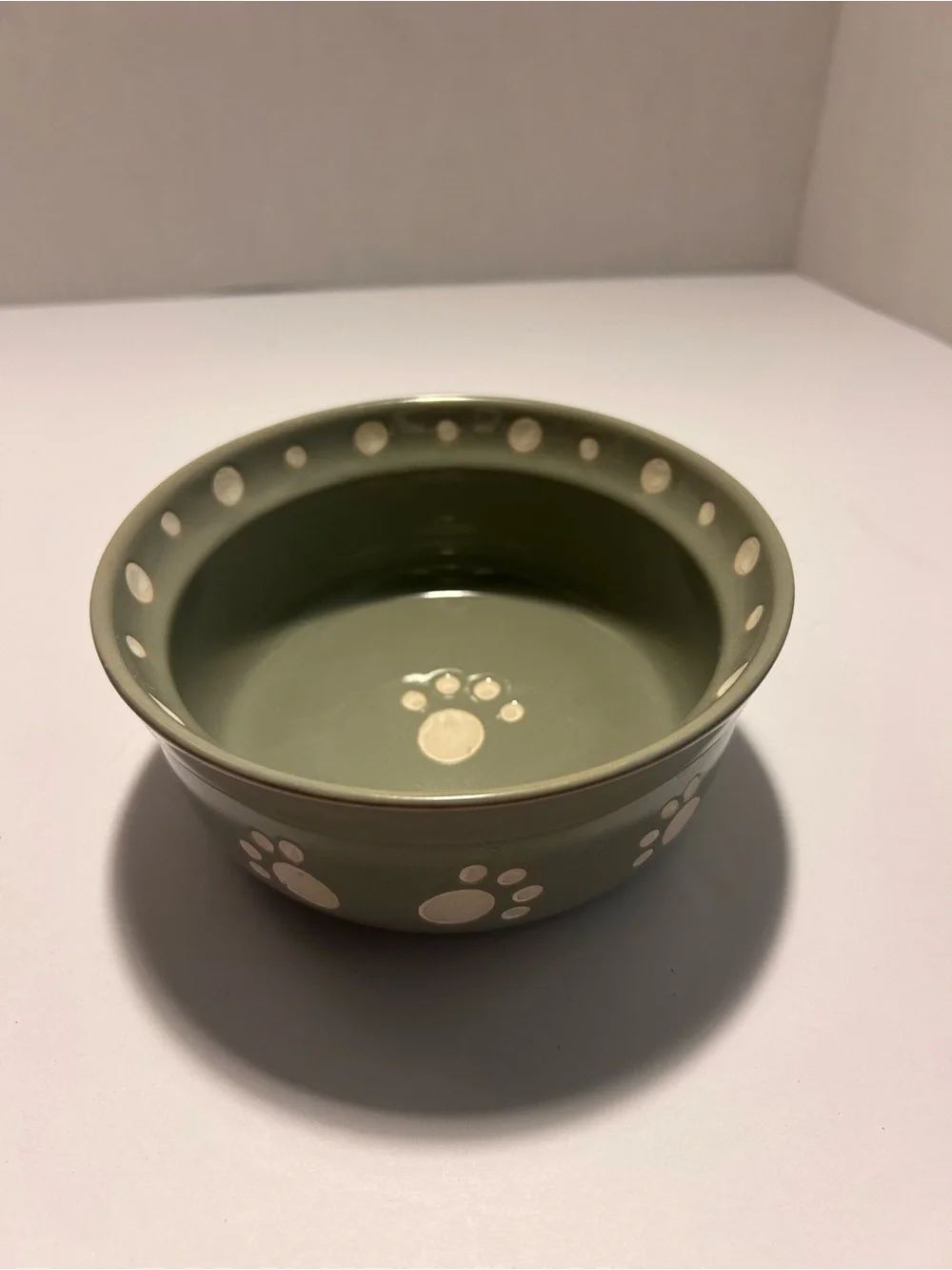 Small Ceramic Light Gray Paw Print Design Pet Bowl By Signature Housewares